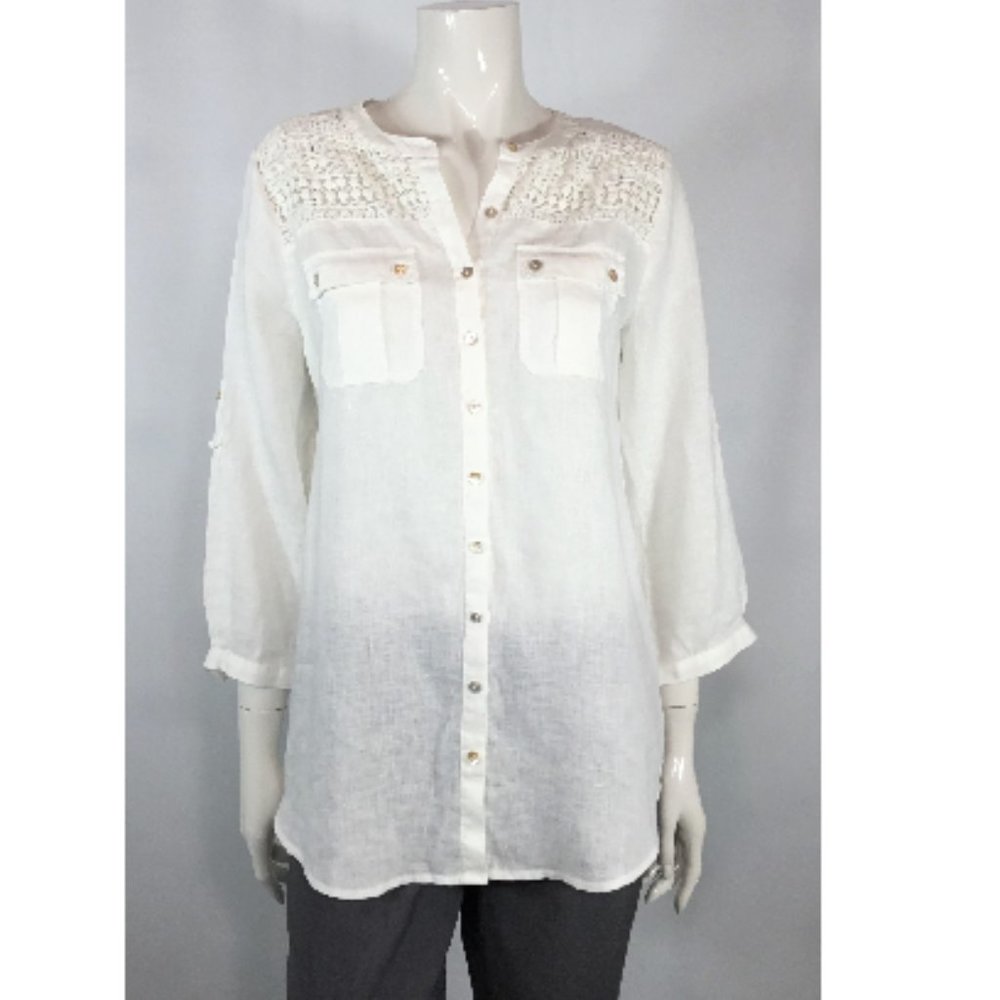 Carole Little Linen Blouse (like new)